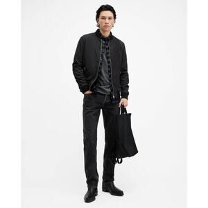 All Saints Bassett Ramskull Bomber Jacket Ribbed  Full Zip Up Black Size M